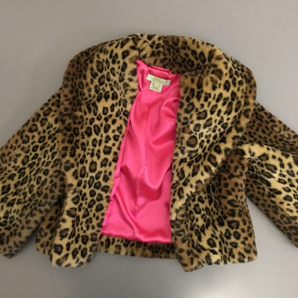 Faux Fur Leopard Print Coat